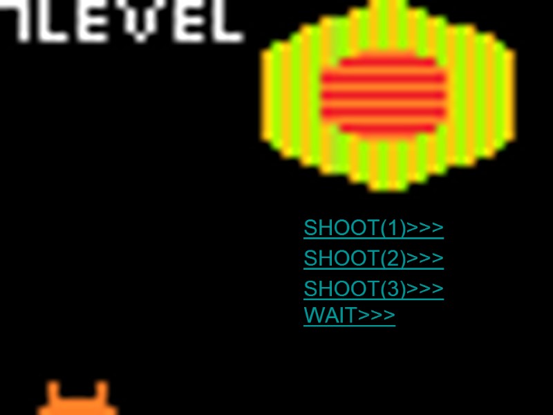 SHOOT(1)>>> SHOOT(2)>>> SHOOT(3)>>> WAIT>>>